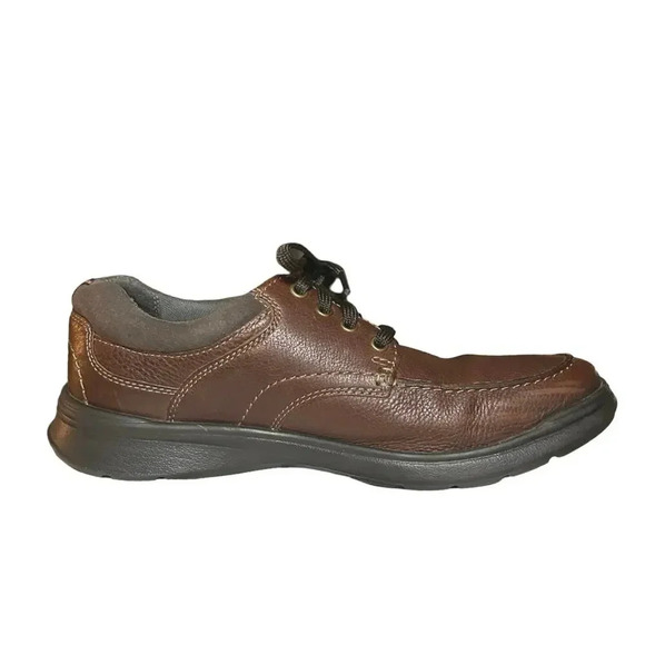 Clark’s Men’s Bradley Vibe Tan Tumbled Leather Shoes Brown Size 10 - Picture 3 of 9